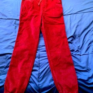 Red velvet pants